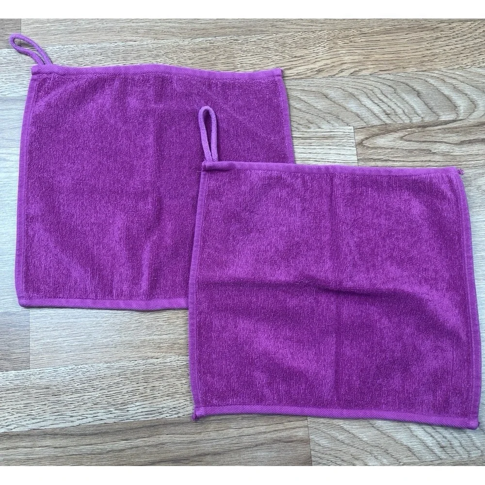 Set of 2 Joy Mangano Joy Supreme Stretch Luxury Hanging Washcloth Towel Pink NEW